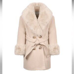 Wool  Fur Tie Waist Coat